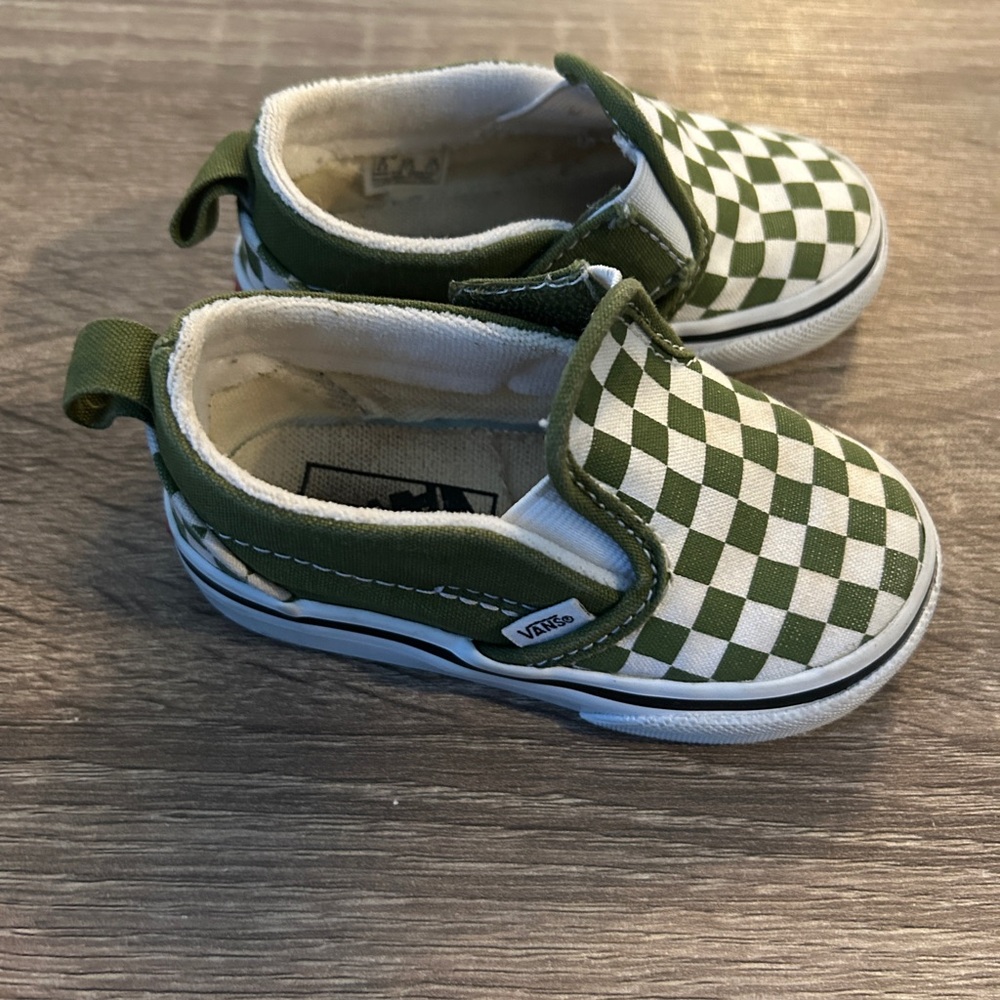 Vans ToddlerGreen Checkered Slip-On Sneakers